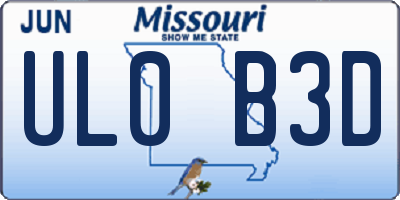 MO license plate UL0B3D