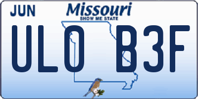 MO license plate UL0B3F