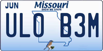 MO license plate UL0B3M