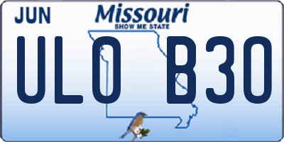 MO license plate UL0B3O
