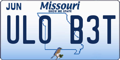MO license plate UL0B3T