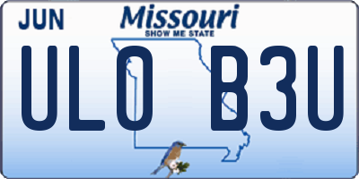 MO license plate UL0B3U