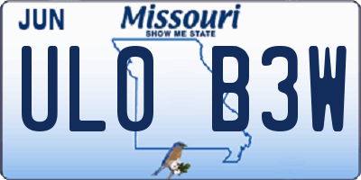 MO license plate UL0B3W