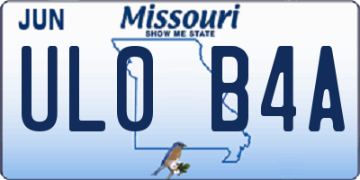 MO license plate UL0B4A