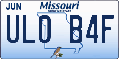 MO license plate UL0B4F