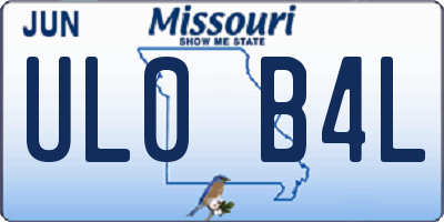 MO license plate UL0B4L