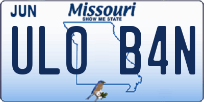 MO license plate UL0B4N