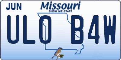 MO license plate UL0B4W