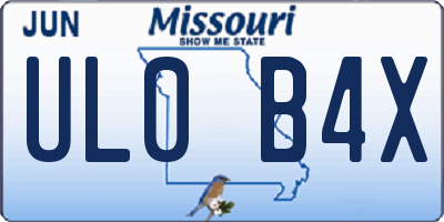 MO license plate UL0B4X