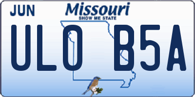 MO license plate UL0B5A
