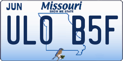 MO license plate UL0B5F