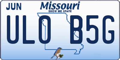 MO license plate UL0B5G