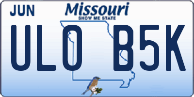 MO license plate UL0B5K