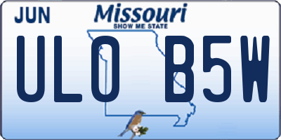 MO license plate UL0B5W