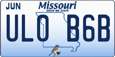 MO license plate UL0B6B