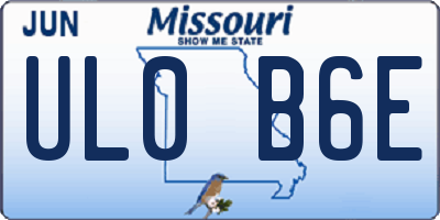MO license plate UL0B6E