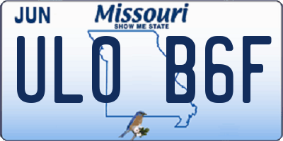 MO license plate UL0B6F