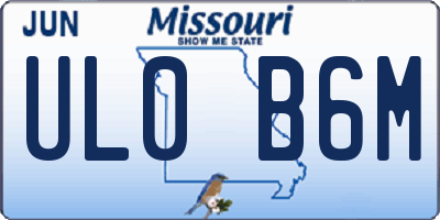 MO license plate UL0B6M