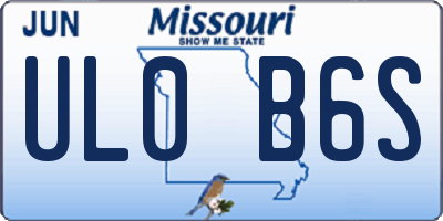 MO license plate UL0B6S
