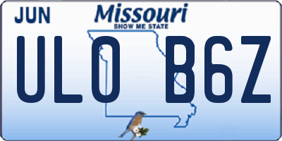 MO license plate UL0B6Z