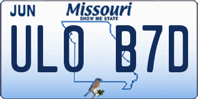 MO license plate UL0B7D