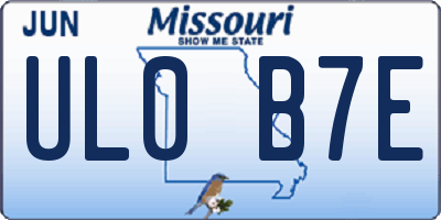 MO license plate UL0B7E