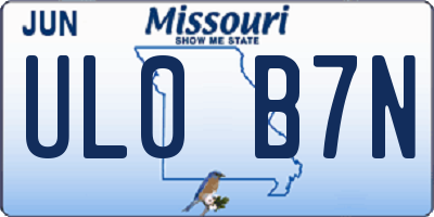 MO license plate UL0B7N