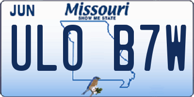 MO license plate UL0B7W
