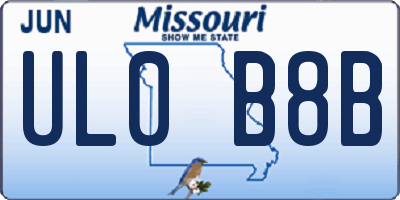 MO license plate UL0B8B