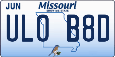 MO license plate UL0B8D
