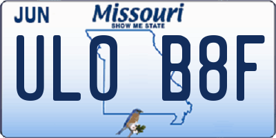 MO license plate UL0B8F