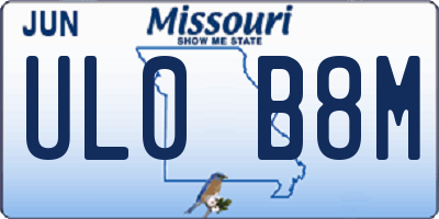 MO license plate UL0B8M