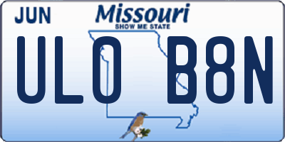 MO license plate UL0B8N