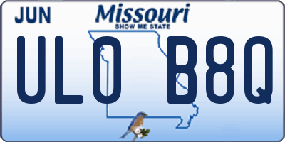 MO license plate UL0B8Q