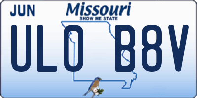 MO license plate UL0B8V