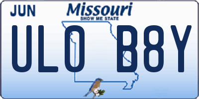 MO license plate UL0B8Y