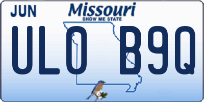 MO license plate UL0B9Q
