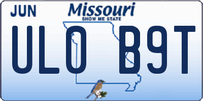 MO license plate UL0B9T