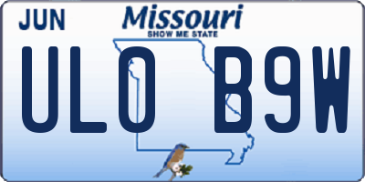 MO license plate UL0B9W