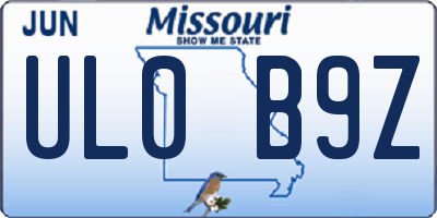 MO license plate UL0B9Z