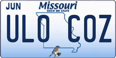 MO license plate UL0C0Z