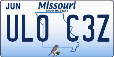 MO license plate UL0C3Z