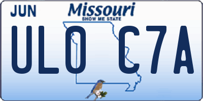 MO license plate UL0C7A