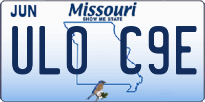 MO license plate UL0C9E