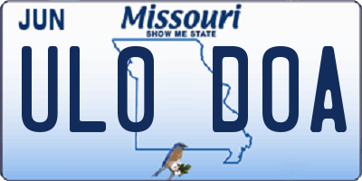 MO license plate UL0D0A