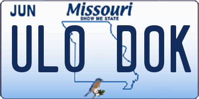 MO license plate UL0D0K