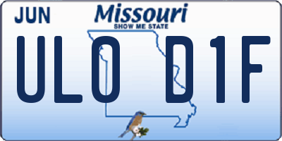 MO license plate UL0D1F