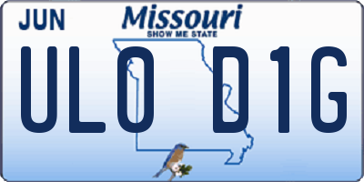 MO license plate UL0D1G