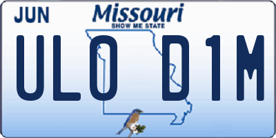 MO license plate UL0D1M