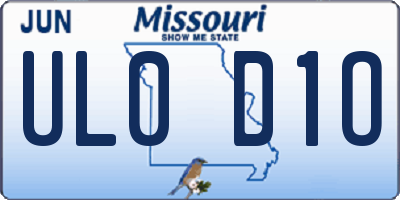 MO license plate UL0D1O